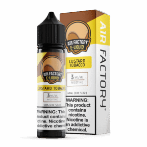 Air Factory Custard Tobacco 60mL freebase e-liquid bottle and box