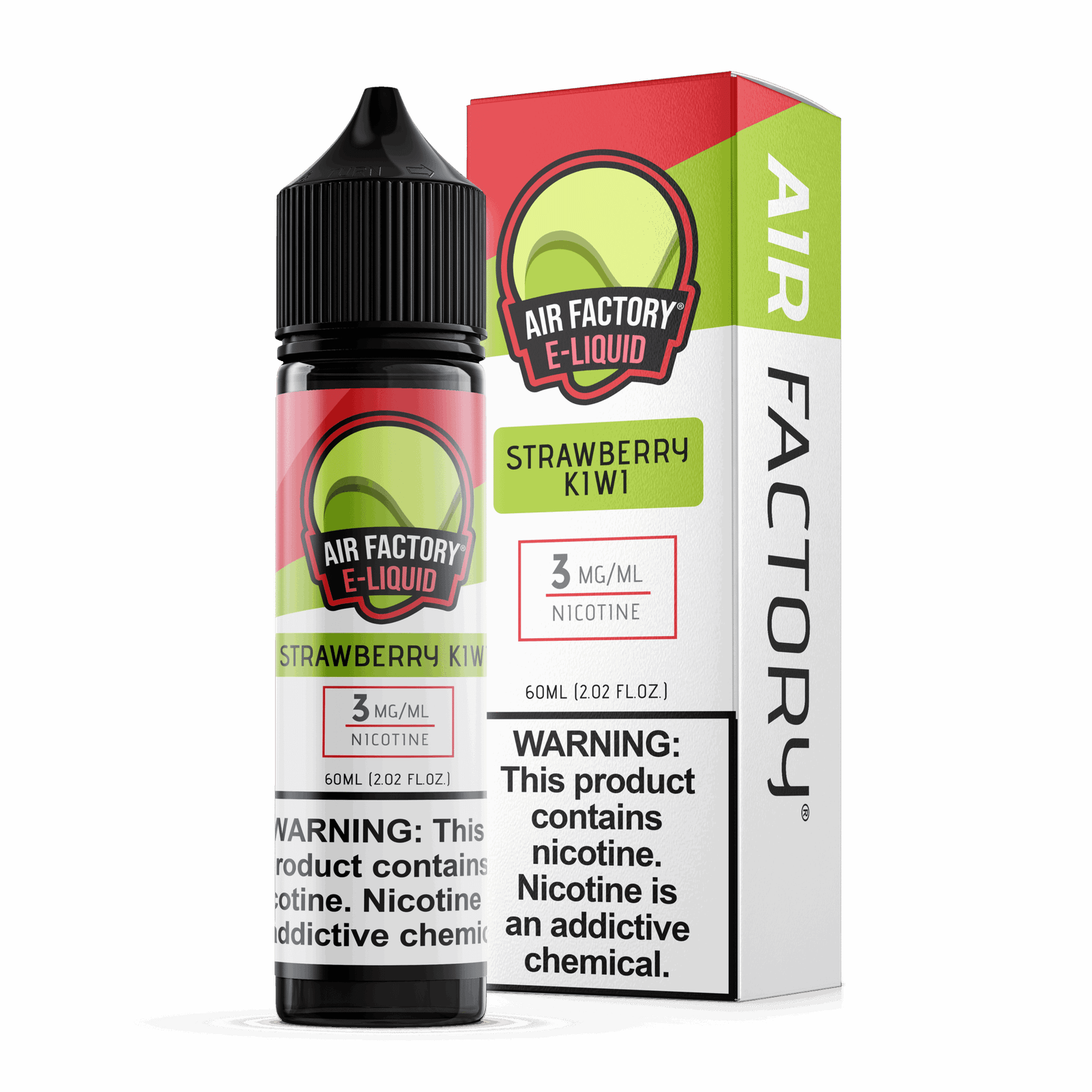 Air Factory Strawberry Kiwi 60mL freebase e-liquid bottle and box