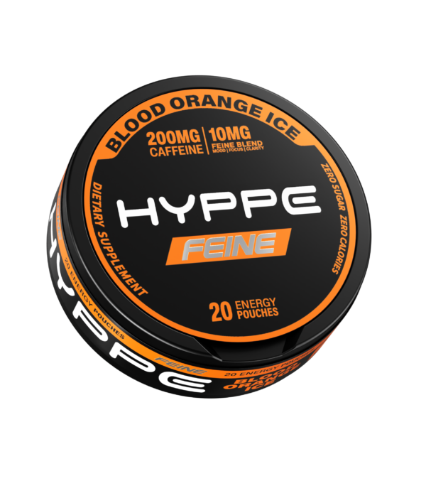 HYPPE FEINE Blood Orange Ice single can, 20 caffeine pouches