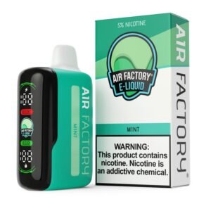 Air Factory 20K disposable vape in Mint with its box, 5% nicotine