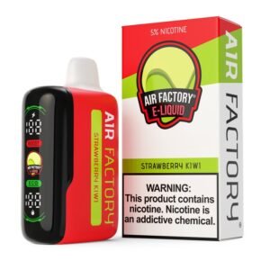 Air Factory 20K disposable vape in Strawberry Kiwi with its box, 5% nicotine