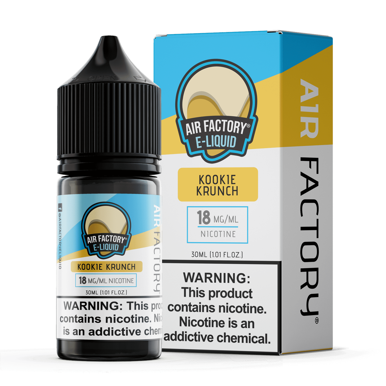 Air Factory Kookie Krunch Salts 30mL nic salt e-liquid bottle and box