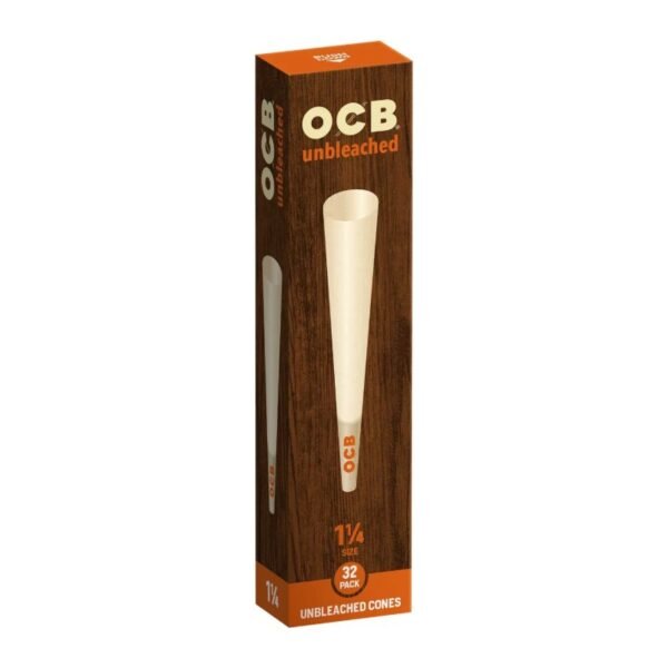 OCB Unbleached 1¼ pre-rolled cones, 32-cone pack