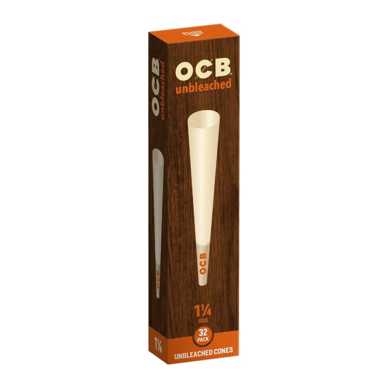 OCB Unbleached 1¼ pre-rolled cones, 32-cone pack