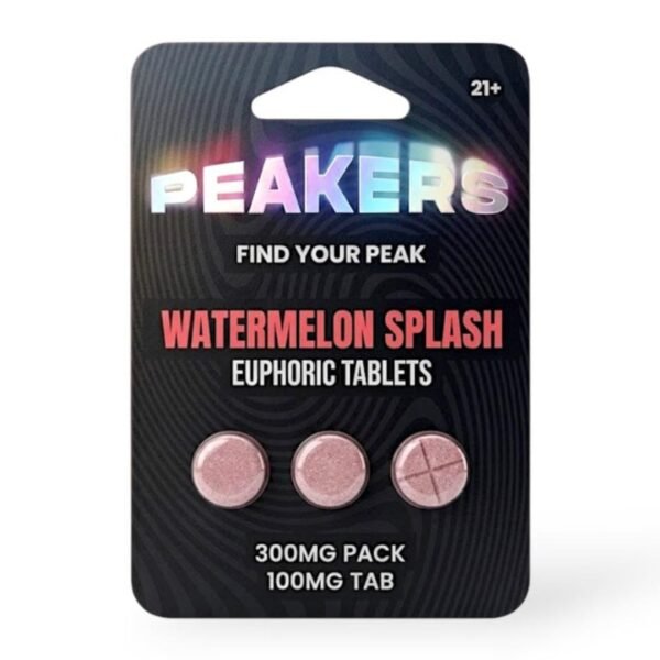 Peakers Chewable Tablets Watermelon Splash 3-pack, front of package