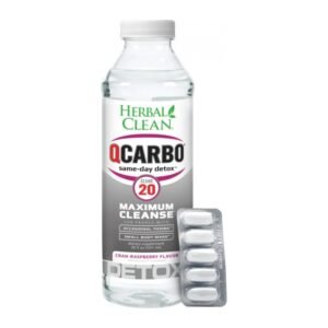 Herbal Clean QCarbo20 Clear Cran-Raspberry 20 oz detox drink with tablets