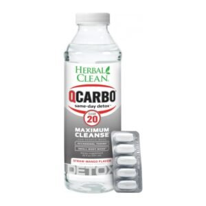 Herbal Clean QCarbo20 Clear Straw-Mango 20 oz detox drink with tablets